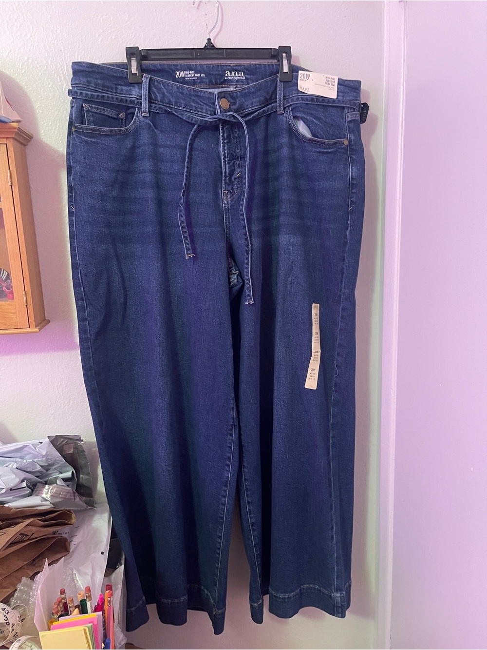 Mid rise Slouchy Wide Leg Jeans, 20w